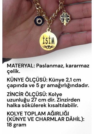 Caramelos Kedi Tasması Isimli Kedi Tasması Zincirli Tasma Paslanmaz Çelik Kedi Kolyesi