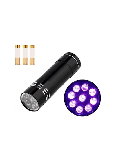Ultraviyole 9 Led Mor Işık Fener Sah. Para  Kriminal Uv N11.5967 Siyah