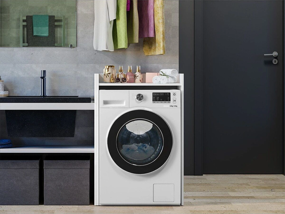 Ulya Banyo Dolabı-çok Amaçlı-çamaşır Makinesi Dolabı-beyaz Beyaz
