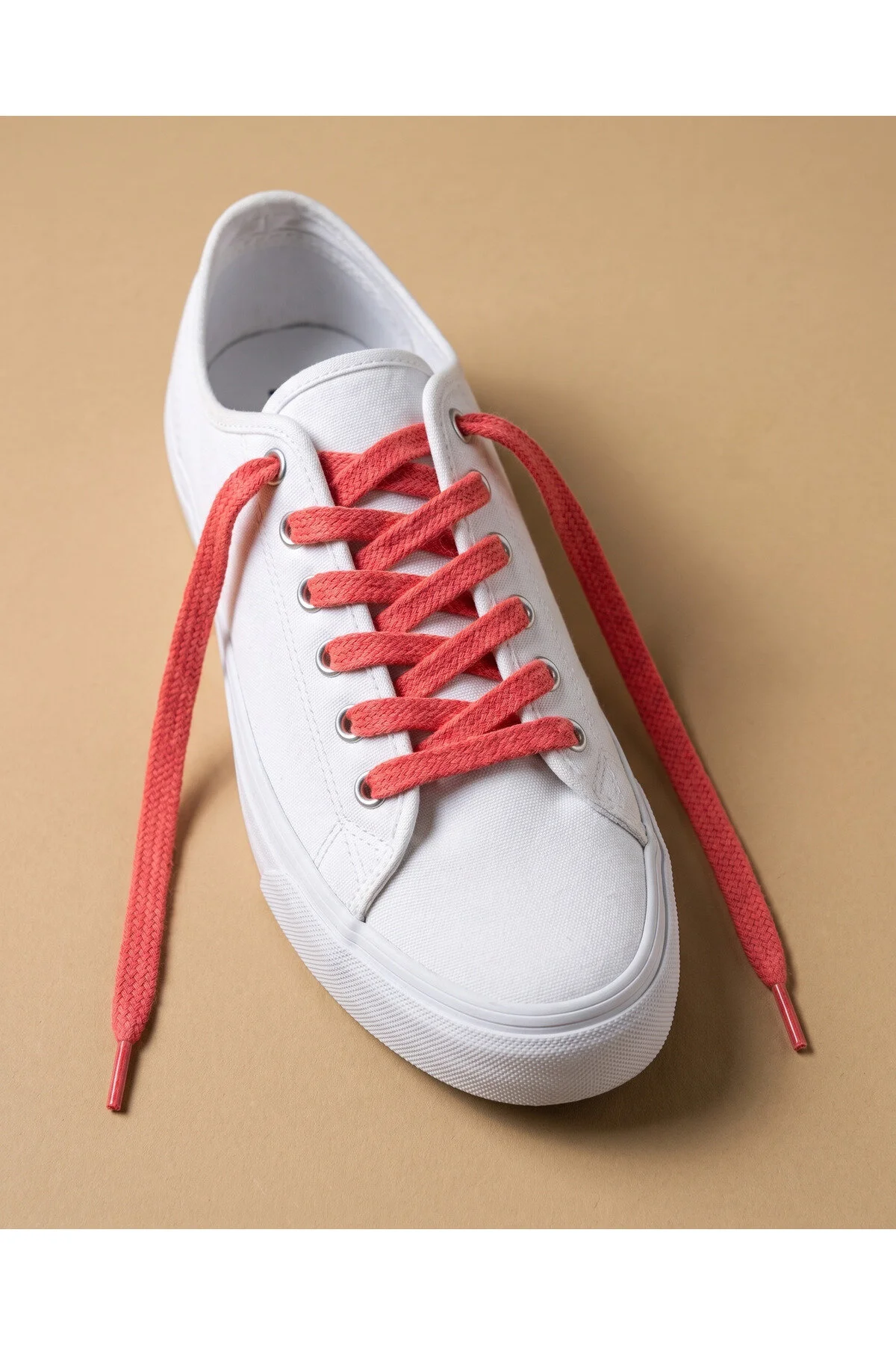 Last İcon Mercan Kırmızı Yassı Pamuk Ayakkabı Bağcığı 120 Cm Sneaker Ve Spor Ayakkabı Uyumlu