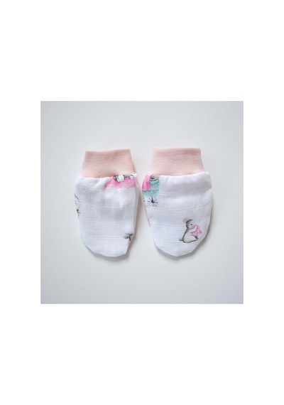 % 100 Pamuk Müslin Eldiven Bébé Lapin Rose Yndgeldvn-1019