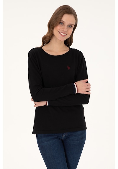 U.S. Polo Assn. Kadın Siyah Bisiklet Yaka Kazak 50297133-VR046