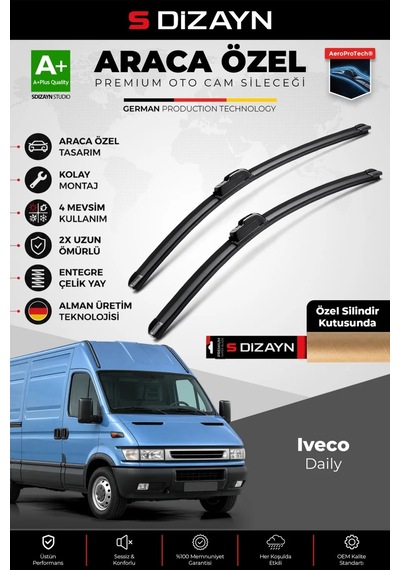 S-dizayn Iveco Daily Ön Cam Silecek Seti 2000-2006 Premium Araca Özel 60-60 Cm A+ Kalite Aocs-1852