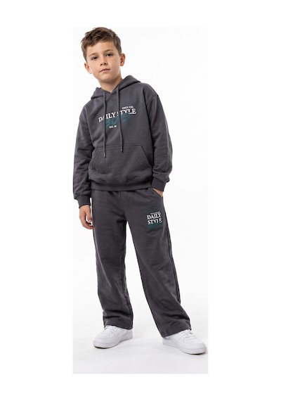 Toontoy Kids Toontoy Erkek Çocuk Kapüşonlu Daıly Style Boys Baskılı Eşofman Takım Füme