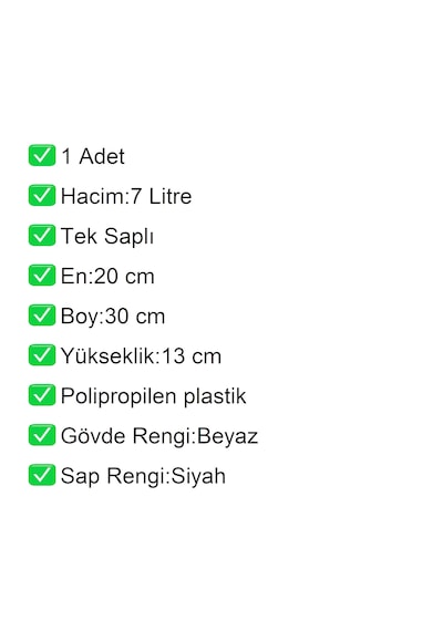 Kozmetik Ve Bijuteri Plastik Alışveriş El Sepeti 7 Litre Beyaz 1 Adet / En:20 Boy:30 Yükseklik:13 Cm Beyaz