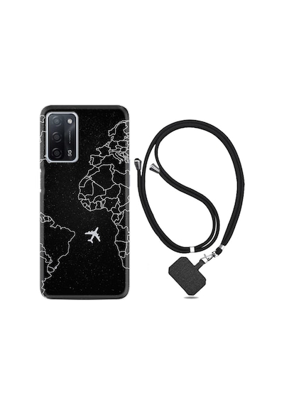 Oppo A55 Kılıf Boyun Askılı Black Plane 1868