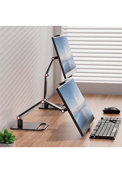 Evrensel Tablet,telefon Ve Monitör Standı-360 Döner Masa Üstü Ekran Tutucu-metal Gövde