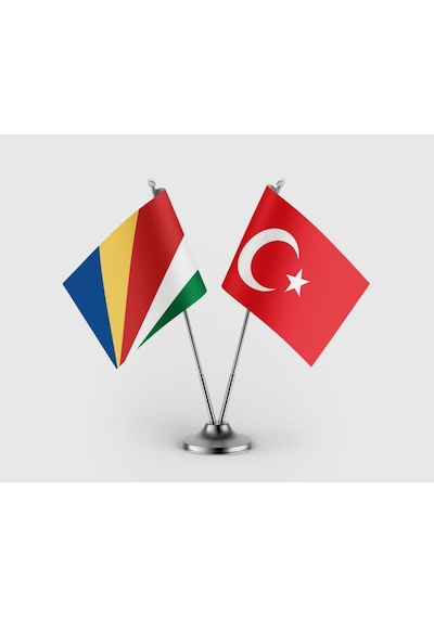 Seyşeller Ve Türkiye Bayrağı İkili Saten Masa Bayrağı Takımı Diğer