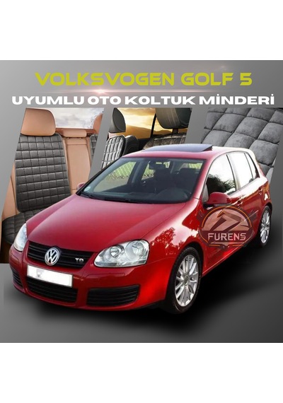 Volksvogen Golf 5 Antrasit Renk Tay Tüyü Cepli & Terletmez Sırtlı Oto Koltuk Minder Seti - Koltuk Koruma Kılıfı Ön & Arka Tam Set