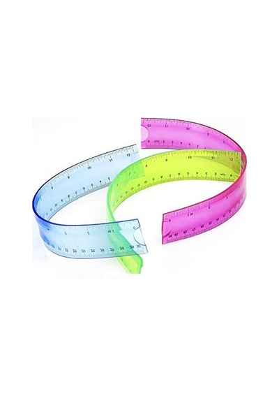 Karışık Renklerde 30 Cm Uzunlu 3 Adet Kırılmaz Cetvel Seti 1