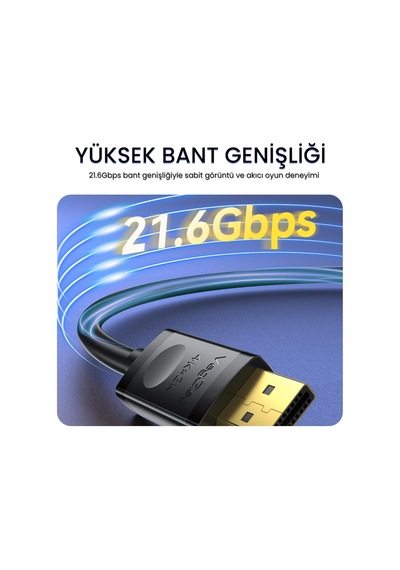 Ayrex 8k/4k 60 Hz Displayport V1.2 Kablo 1.5 Metre Genel