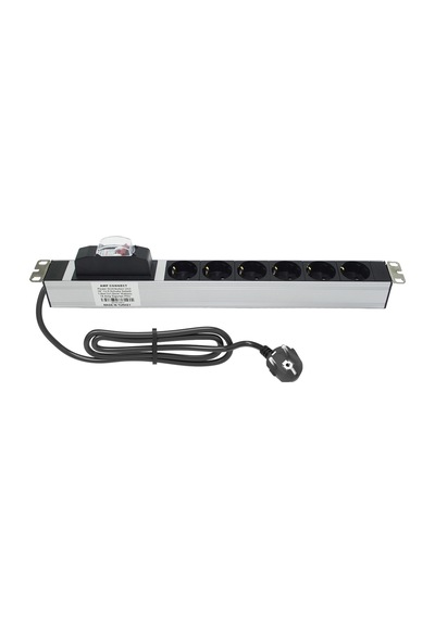 19" 1U 6'Lı Schuko Sigortalı Alüminyum Rack Kabin PDU(25 ADET)