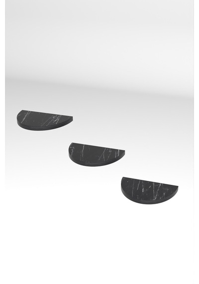 3'lü Oval Duvar Rafı Siyah Mermer