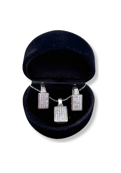 Oya Silver Taşlı Dikdörtgen Gümüş Set&takım