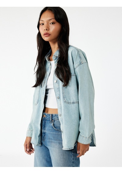 Koton Pamuklu Düğmeli Rahat Kalıp Klasik Yaka Cep Detaylı Denim Gömlek Orta İndigo 6wal60001md Indigo Koton Pamuklu Düğmeli Rahat Kalıp Klasik Yaka Cep Detaylı Denim Gömlek Orta İndigo 6wal60001md Indigo