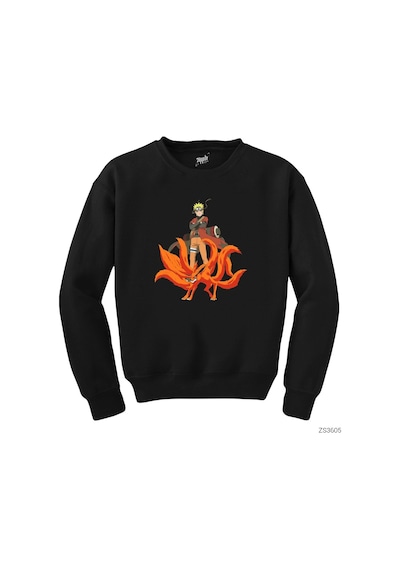 Naruto Kyubie Siyah Sweatshirt