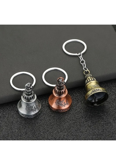 Herşey Nota Vintage Pirinç Şans Mantra Çan Anahtarlık Bronz 1 Adet
