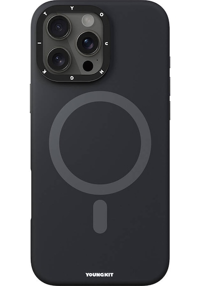 Apple iPhone 16 Pro Max Kılıf Kamera Standlı Magsafe Şarj Özellikli Youngkit Bitty Cream Siyah