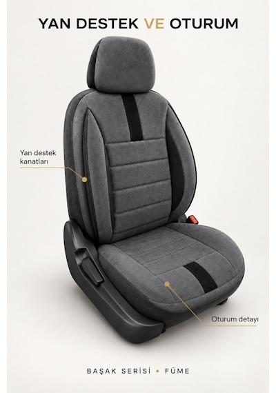 Opel Zafira 5 7 Kişi Oto Koltuk Kılıfı 2003-2011 Füme Başak Serisi Tay Tüyü Tam Set Füme