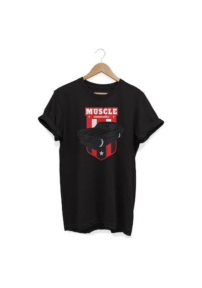 Muscle Baskılı Siyah T-shirt Siyah