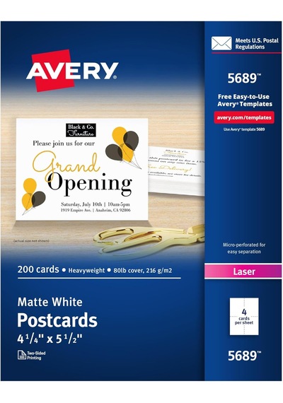 Avery Lazer Yazıcılar Için Yazdırılabilir Kartpostallar, 10,8 Cm