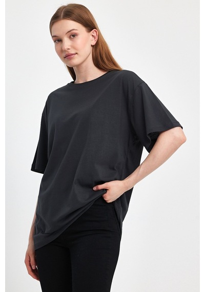 Odda 0008 Kadın Oversize Tişört Füme Odda 0008 Kadın Oversize Tişört Füme