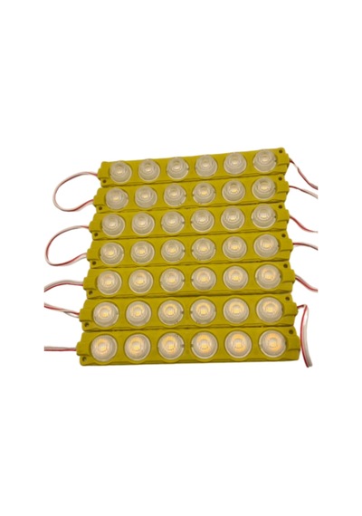 100 Adet 12 Volt 6 Watt 6 Lensli Sarı - Amber 3030 Smd Led Modül Ip65 1 Paket