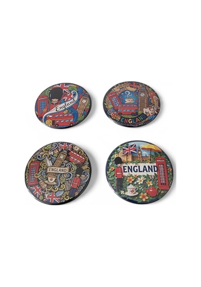 İngiltere Magnet Set 2 - 4'lü Buzdolabı Magnet England Karışık Renkli