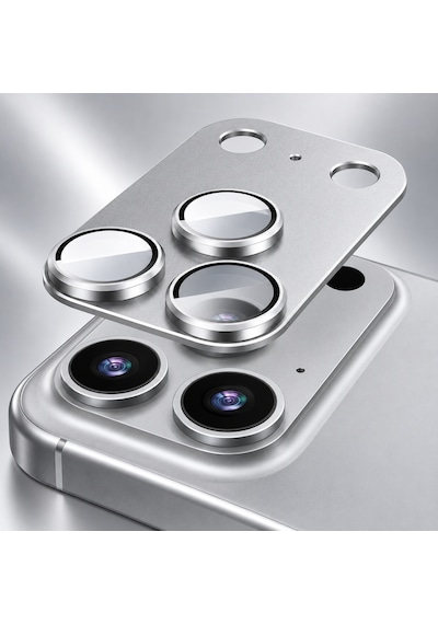 Apple iPhone 18 Pro Uyumlu Pürüzsüz Çerçeveli Tam Koruma Kamera Camı / Lens Koruyucu - Gümüş
