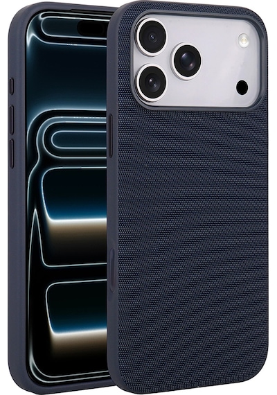 Maks Technology Apple Uyumlu iPhone 17 Pro Max Kılıf M-safe Şarj Özellikli Kumaş Tasarımlı Mkst Miami Sert Pc Kapak - Lacivert