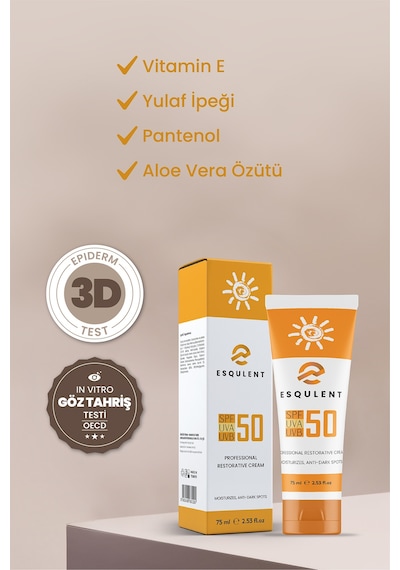 Esqulent Profesyonel Amaçlı Onarıcı Leke Giderici Spf 50+ Güneş Kremi 75 ML