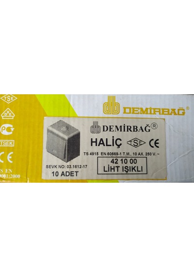 Demirbağ Haliç Işıklı Lıght Anahtar 10 Adet