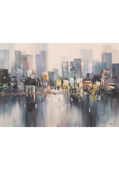 Şehir Büyük Boy El Yapımı Yağlı Boya Tablo 136x100cm