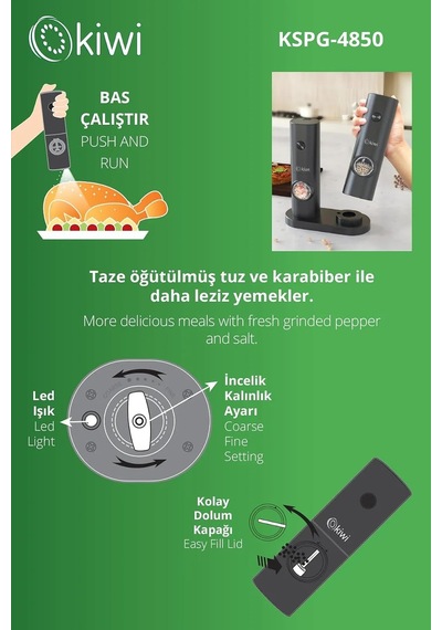 Kspg-4850 2'li Standlı Tuz&karabiber Değirmeni Çok Renkli