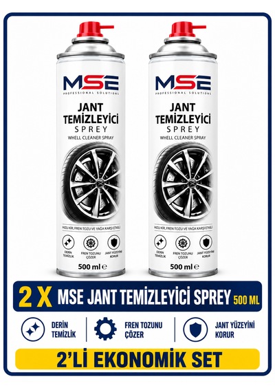 Mse Pro Jant Temizleyici Sprey 500 Ml X 2 Fren Tozu, Yağ Ve Kir Sökücü Derin Temizlik
