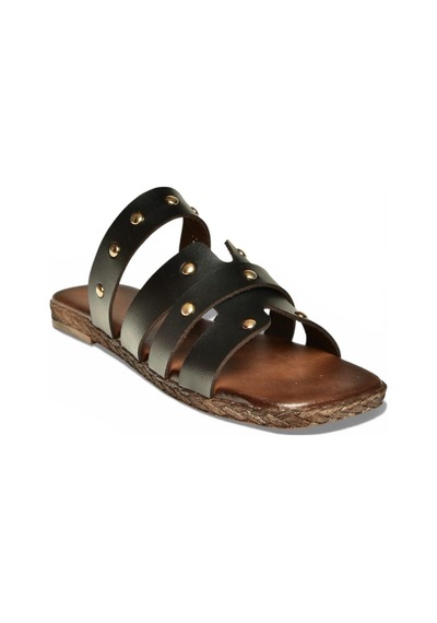 Fox Shoes Y390755203 Siyah Hakiki Deri Kadın Terlik Siyah