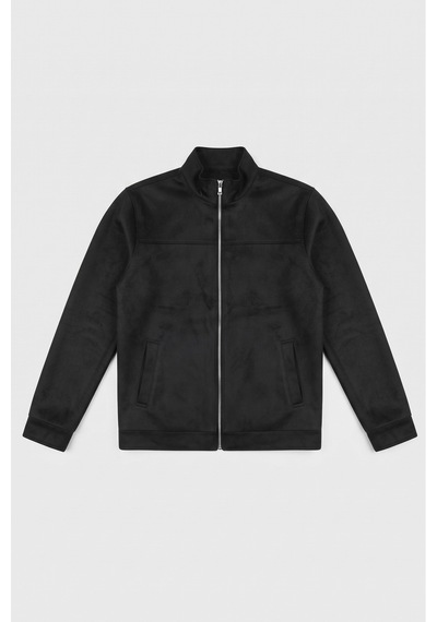 Baselco Dik Yaka Slim Fit Mevsimlik Süet Ceket Siyah