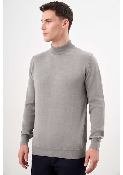 Morven Erkek Gri Basic Yarım Balıkçı Yaka Dynamic Fit Rahat Kesim Triko 25kc017002100 Gri