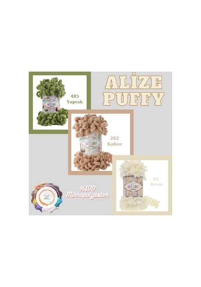 Puffy Color El Örgü İpliği 100 Gr 9 Mt Büyük İlmek 6574 Kırmızı Beyaz