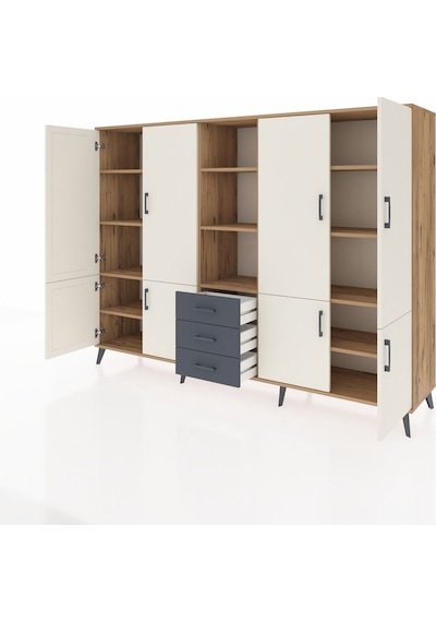 Hyperion Dolap 11 Raflı 3 Çekmeceli 8 Kapaklı 220x44x163 Çam-ayta Çam-aytaşı/antrasit Hyperion Dolap 11 Raflı 3 Çekmeceli 8 Kapaklı 220x44x163 Çam-ayta Çam-aytaşı/antrasit