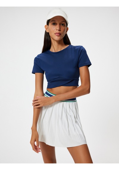 Koton Crop Spor Tişört Slim Fit Bisiklet Yaka Katlı Kısa Kollu Lacivert 4sak10284nk Lacivert Koton Crop Spor Tişört Slim Fit Bisiklet Yaka Katlı Kısa Kollu Lacivert 4sak10284nk Lacivert