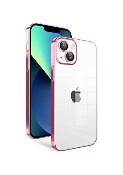 Apple Uyumlu iPhone 13 Kılıf Kamera Korumalı Renkli Çerçeveli Zore Garaj Kapak Rose Gold