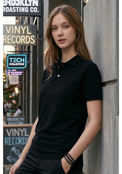 Tudors Erkek Slim Fit Dar Kesim Pamuklu Yumuşak Dokulu Serin Tutan Kumaş Düz Pike Polo Yaka Tişört-30765 Siyah