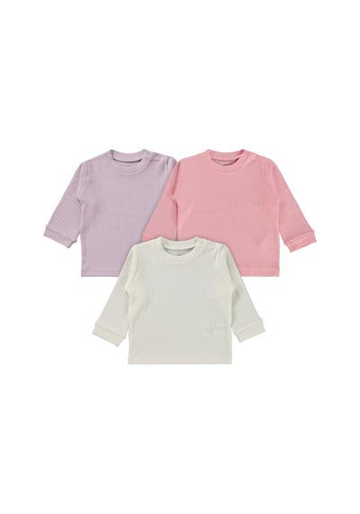 Minidamla Basic 3'lü Set 6-18 Ay Sweatshirt - Pembe