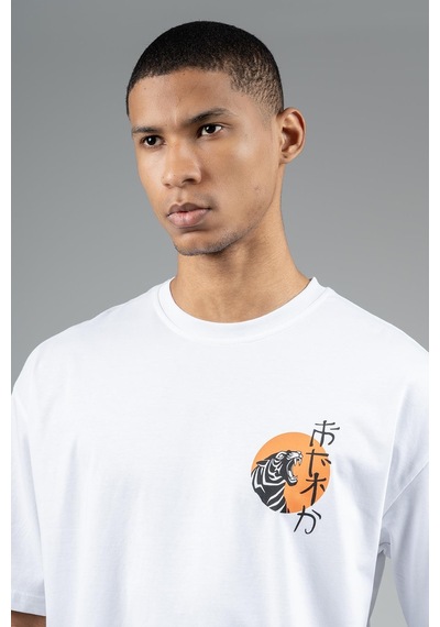 Maraton Sportswear Oversize Erkek Bisiklet Yaka Kısa Kol Basic Beyaz T-shirt 23243-beyaz Beyaz