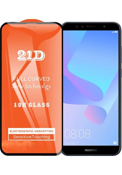 Huawei Y6 2018 Ekran Koruyucu 21D Tam Kaplayan Kavisli