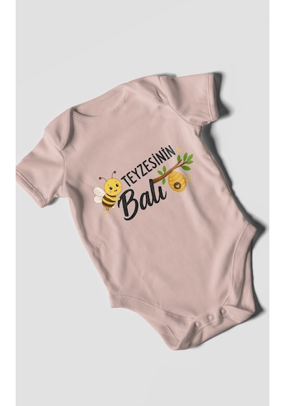 Morivokids Teyzesinin Balı Kısa Kollu Bebek Body %100 Pamuk Zbn225-kk Pastel Pembe
