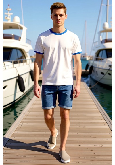 Benerly Erkek Şort Slim Fit Kot Normal Bel Destroylu Yıpratmalı Dar Paça Indigo