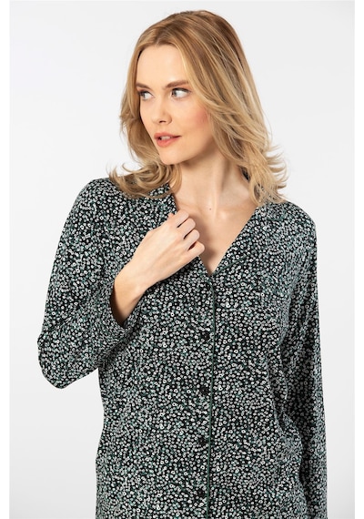 Türen 3379 Kadın Uzun Kollu Gömlek Pijama Takım-yeşil YESIL