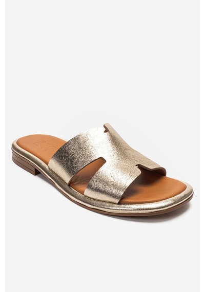 Luvishoes Brıo Altın Hakiki Deri Kadın Terlik